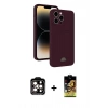 MARSİLYAN™- iPhone 15 Pro Max Kılıf Vadi Çizgi Prime - Siyah Buffer Cam Ekran Koruyucu + PVD Metal Kamera Lens - TU