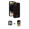 MARSİLYAN™- iPhone 15 Pro Max Kılıf Vadi Çizgi Prime - Siyah Buffer Cam Ekran Koruyucu + PVD Metal Kamera Lens - GI