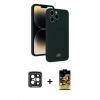 MARSİLYAN™- iPhone 15 Pro Max Kılıf Vadi Çizgi Prime - Siyah Buffer Cam Ekran Koruyucu + PVD Metal Kamera Lens - SH