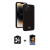MARSİLYAN™- iPhone 15 Pro Max Kılıf Vadi Çizgi Prime - Siyah Buffer Hayalet Cam Ekran Koruyucu + PVD Metal Kamera Lens - TU