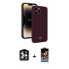 MARSİLYAN™- iPhone 15 Pro Max Kılıf Vadi Çizgi Prime - Siyah Buffer Hayalet Cam Ekran Koruyucu + PVD Metal Kamera Lens - TU