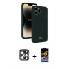MARSİLYAN™- iPhone 15 Pro Max Kılıf Vadi Çizgi Prime - Siyah Buffer Hayalet Cam Ekran Koruyucu + PVD Metal Kamera Lens - LT