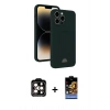 MARSİLYAN™- iPhone 15 Pro Max Kılıf Vadi Çizgi Prime - Siyah Buffer Hayalet Cam Ekran Koruyucu + PVD Metal Kamera Lens - TU
