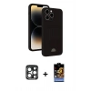 MARSİLYAN™- iPhone 15 Pro Max Kılıf Vadi Çizgi Prime - Siyah Buffer Hayalet Cam Ekran Koruyucu + PVD Metal Kamera Lens - LT
