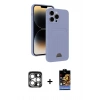MARSİLYAN™- iPhone 15 Pro Max Kılıf Vadi Çizgi Prime - Siyah Buffer Hayalet Cam Ekran Koruyucu + PVD Metal Kamera Lens - GS