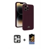 MARSİLYAN™- iPhone 15 Pro Max Kılıf Vadi Çizgi Prime - Siyah Buffer Hayalet Cam Ekran Koruyucu + PVD Metal Kamera Lens - GS