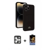 MARSİLYAN™- iPhone 15 Pro Max Kılıf Vadi Çizgi Prime - Siyah Buffer Hayalet Cam Ekran Koruyucu + PVD Metal Kamera Lens - GS