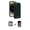 MARSİLYAN™- iPhone 15 Pro Max Kılıf Vadi Çizgi Prime - Siyah Buffer Hayalet Cam Ekran Koruyucu + PVD Metal Kamera Lens - GS