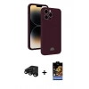 MARSİLYAN™- iPhone 15 Pro Max Kılıf Vadi Çizgi Prime - Siyah Buffer Hayalet Cam Ekran Koruyucu + Raze Metal Kamera Lens - SH