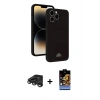 MARSİLYAN™- iPhone 15 Pro Max Kılıf Vadi Çizgi Prime - Siyah Buffer Hayalet Cam Ekran Koruyucu + Raze Metal Kamera Lens - TMGI