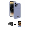 MARSİLYAN™- iPhone 15 Pro Max Kılıf Vadi Çizgi Prime - Siyah Buffer Hayalet Cam Ekran Koruyucu + Raze Metal Kamera Lens - GS