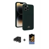 MARSİLYAN™- iPhone 15 Pro Max Kılıf Vadi Çizgi Prime - Siyah Buffer Hayalet Cam Ekran Koruyucu + Raze Metal Kamera Lens - TMGI