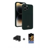 MARSİLYAN™- iPhone 15 Pro Max Kılıf Vadi Çizgi Prime - Siyah Buffer Hayalet Cam Ekran Koruyucu + Raze Metal Kamera Lens - SH