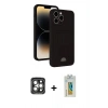 MARSİLYAN™- iPhone 15 Pro Max Kılıf Vadi Çizgi Prime - Siyah Polymer Nano Ekran Koruyucu + PVD Metal Kamera Lens - GI
