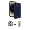 MARSİLYAN™- iPhone 15 Pro Max Kılıf Vadi Çizgi Prime - Siyah Polymer Nano Ekran Koruyucu + PVD Metal Kamera Lens - LT