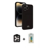MARSİLYAN™- iPhone 15 Pro Max Kılıf Vadi Çizgi Prime - Siyah Polymer Nano Ekran Koruyucu + PVD Metal Kamera Lens - TU