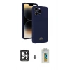 MARSİLYAN™- iPhone 15 Pro Max Kılıf Vadi Çizgi Prime - Siyah Polymer Nano Ekran Koruyucu + PVD Metal Kamera Lens - GI