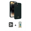 MARSİLYAN™- iPhone 15 Pro Max Kılıf Vadi Çizgi Prime - Siyah Polymer Nano Ekran Koruyucu + PVD Metal Kamera Lens - GI