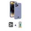MARSİLYAN™- iPhone 15 Pro Max Kılıf Vadi Çizgi Prime - Siyah Polymer Nano Ekran Koruyucu + PVD Metal Kamera Lens - LT