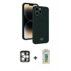 MARSİLYAN™- iPhone 15 Pro Max Kılıf Vadi Çizgi Prime - Siyah Polymer Nano Ekran Koruyucu + PVD Metal Kamera Lens - GS