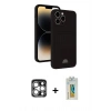 MARSİLYAN™- iPhone 15 Pro Max Kılıf Vadi Çizgi Prime - Siyah Polymer Nano Ekran Koruyucu + PVD Metal Kamera Lens - GS