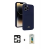 MARSİLYAN™- iPhone 15 Pro Max Kılıf Vadi Çizgi Prime - Siyah Polymer Nano Ekran Koruyucu + PVD Metal Kamera Lens - GS