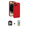 MARSİLYAN™- iPhone 15 Pro Max Kılıf Vadi Çizgi Prime - Siyah Polymer Nano Ekran Koruyucu + PVD Metal Kamera Lens - TU