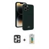 MARSİLYAN™- iPhone 15 Pro Max Kılıf Vadi Çizgi Prime - Siyah Polymer Nano Ekran Koruyucu + PVD Metal Kamera Lens - LT