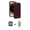 MARSİLYAN™- iPhone 15 Pro Max Kılıf Vadi Çizgi Prime - Siyah Polymer Nano Ekran Koruyucu + PVD Metal Kamera Lens - GI