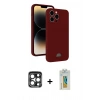 MARSİLYAN™- iPhone 15 Pro Max Kılıf Vadi Çizgi Prime - Siyah Polymer Nano Ekran Koruyucu + PVD Metal Kamera Lens - LT
