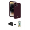 MARSİLYAN™- iPhone 15 Pro Max Kılıf Vadi Çizgi Prime - Siyah Polymer Nano Ekran Koruyucu + Raze Metal Kamera Lens - SH