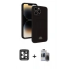 MARSİLYAN™- iPhone 15 Pro Max Kılıf Vadi Çizgi Prime - Siyah Vanessa Magic Hayalet Cam + PVD Metal Kamera Lens - SH