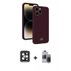 MARSİLYAN™- iPhone 15 Pro Max Kılıf Vadi Çizgi Prime - Siyah Vanessa Magic Hayalet Cam + PVD Metal Kamera Lens - SH