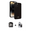 MARSİLYAN™- iPhone 15 Pro Max Kılıf Vadi Çizgi Prime - Siyah Vanessa Magic Hayalet Cam + PVD Metal Kamera Lens - TU