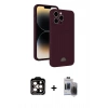 MARSİLYAN™- iPhone 15 Pro Max Kılıf Vadi Çizgi Prime - Siyah Vanessa Magic Hayalet Cam + PVD Metal Kamera Lens - TU