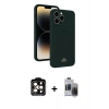 MARSİLYAN™- iPhone 15 Pro Max Kılıf Vadi Çizgi Prime - Siyah Vanessa Magic Hayalet Cam + PVD Metal Kamera Lens - TU