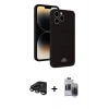 MARSİLYAN™- iPhone 15 Pro Max Kılıf Vadi Çizgi Prime - Siyah Vanessa Magic Hayalet Cam + Raze Metal Kamera Lens - TMGI