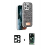 MARSİLYAN™- iPhone 15 Pro Max Kılıf Vadi Klasik Serisi - Şeffaf 360 Full Body Arka Koruyucu + PVD Metal Kamera Lens - LT