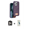 MARSİLYAN™- iPhone 15 Pro Max Kılıf Vadi Klasik Serisi - Şeffaf Pasifik Cam Ekran Koruyucu + PVD Metal Kamera Lens - TU