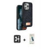 MARSİLYAN™- iPhone 15 Pro Max Kılıf Vadi Klasik Serisi - Şeffaf Pasifik Cam Ekran Koruyucu + PVD Metal Kamera Lens - SH