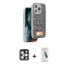 MARSİLYAN™- iPhone 15 Pro Max Kılıf Vadi Klasik Serisi - Şeffaf Pasifik Cam Ekran Koruyucu + PVD Metal Kamera Lens - LT
