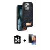 MARSİLYAN™- iPhone 15 Pro Max Kılıf Vadi Klasik Serisi - Siyah 3D Antistatik Mat Seramik Nano Ekran Koruyucu + PVD Metal Kamera Lens - TU