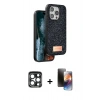 MARSİLYAN™- iPhone 15 Pro Max Kılıf Vadi Klasik Serisi - Siyah 3D Antistatik Mat Seramik Nano Ekran Koruyucu + PVD Metal Kamera Lens - LT
