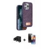MARSİLYAN™- iPhone 15 Pro Max Kılıf Vadi Klasik Serisi - Siyah 3D Antistatik Mat Seramik Nano Ekran Koruyucu + Raze Metal Kamera Lens - SH