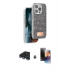 MARSİLYAN™- iPhone 15 Pro Max Kılıf Vadi Klasik Serisi - Siyah 3D Antistatik Mat Seramik Nano Ekran Koruyucu + Raze Metal Kamera Lens - LT