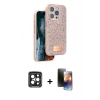 MARSİLYAN™- iPhone 15 Pro Max Kılıf Vadi Klasik Serisi - Siyah 3D Antistatik Mat Seramik Nano Ekran Koruyucu + PVD Metal Kamera Lens - SH