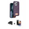 MARSİLYAN™- iPhone 15 Pro Max Kılıf Vadi Klasik Serisi - Siyah 3D Antistatik Mat Seramik Nano Ekran Koruyucu + Raze Metal Kamera Lens - GS