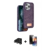 MARSİLYAN™- iPhone 15 Pro Max Kılıf Vadi Klasik Serisi - Siyah 3D Antistatik Mat Seramik Nano Ekran Koruyucu + Raze Metal Kamera Lens - TMGI