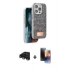 MARSİLYAN™- iPhone 15 Pro Max Kılıf Vadi Klasik Serisi - Siyah 3D Antistatik Mat Seramik Nano Ekran Koruyucu + Raze Metal Kamera Lens - SH