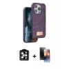 MARSİLYAN™- iPhone 15 Pro Max Kılıf Vadi Klasik Serisi - Siyah 3D Antistatik Mat Seramik Nano Ekran Koruyucu + PVD Metal Kamera Lens - TU